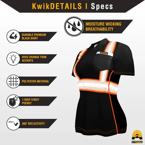 Vista 5 de KwikSafety - Charlotte, NC - Vixen Hi Vis Short Sleeve Safety Shirt for Women [Angel Hair Reflective Tape]