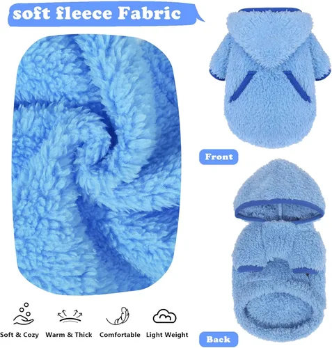 Vista 5 de Suéter para perro, ropa de invierno para perros pequeños, niño, niña, sudaderas con capucha para mascotas, abrigos para clima frío para cachorros