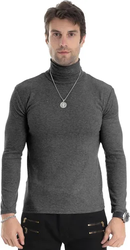 Vista 3 de Camiseta de manga larga para hombre, ajustada, ligera, con cuello de tortuga