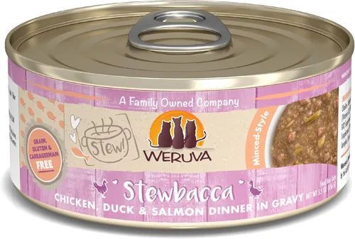 Vista 16 de Weruva Classic Cat Stews!, Stew's Clues con pavo, pollo y salmón en salsa, lata de 2.8 onzas (paquete de 12)