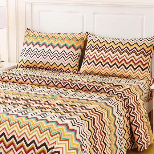 Vista 37 de MCO Juego de sábanas a rayas de 4 piezas, juego de sábanas Full transpirable con bolsillo profundo de 16", moderno y lujoso, juego de ropa de cama