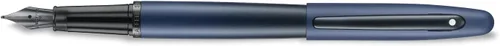 Vista 5 de Sheaffer VFM - Pluma estilográfica E9429 azul mate con bordes negros con PVD, punta mediana con convertidor, pluma estilográfica prémium