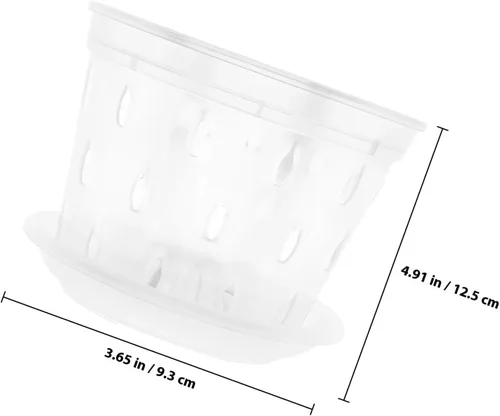 Vista 2 de 2 Sets Plastic Orchid Pots with Tray, Breathable Root Control Drainage-friendly Design, Humid Warm Microclimate Support, for Flowers and Crops