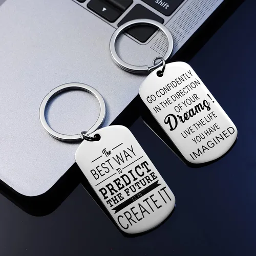 Vista 7 de Yinkin 16 llaveros motivacionales a granel con citas inspiradoras, regalos de equipo, regalos de agradecimiento de Navidad para personal, amigos