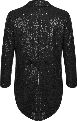 Vista 2 de YiZYiF Chaqueta de esmoquin para niños, chaqueta de lentejuelas, traje de cola de golondrina, traje de cena, fiesta, boda, esmoquin, abrigo de vestir