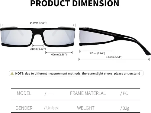 Vista 5 de FEISEDY Cool Rectangular Gafas de sol con lentes laterales hombres mujeres tendencia retro gafas de sol B2739