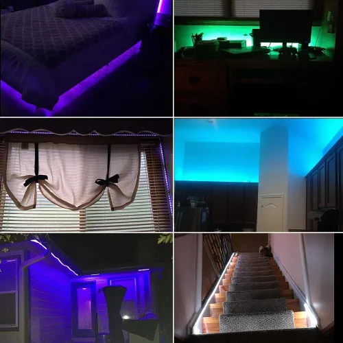 Vista 5 de Tira de luces LED alimentadas por batería, 5050 2M/6.6 pies, tira de luz LED RGB flexible que cambia de color, 60 LED de 5 V alimentada por batería