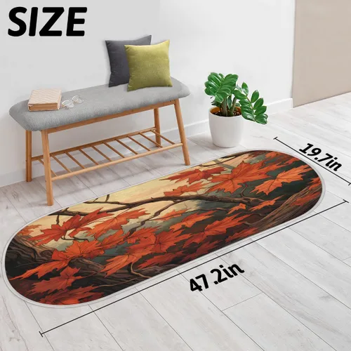 Vista 2 de cfpolar Autumn Maple Leaves Branches Bathroom Rugs Non-Slip Bath Rug Microfiber Bath Mat Absorbent Kitchen Mats and Rugs Machine Washable Oval Plush