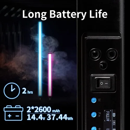 Vista 8 de SIRUI Varita de luz LED RGB T120, barra de luz de estudio portátil para fotografía, tubo de luz de 47.2 pulgadas con batería recargable, CRI 97