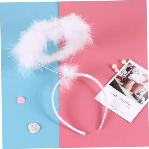 Vista 3 de ZHOUBINGBING Diademas con halo de ángel, diadema de ángel con plumas y halo blanco, para adultos, adolescentes, niñas y mujeres, paquete de 2