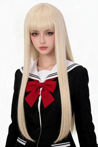 Vista 17 de Peluca negra de doble trenza, pelucas de cosplay de anime para peluca de disfraz de Halloween