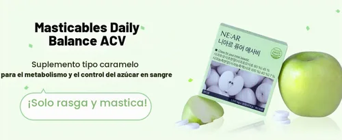 Vista 3 de NE:AR Daily Balance ACV Masticables – 1,530 mg de vinagre de sidra de manzana – 10 ingredientes sinérgicos y 10% de acidez total – K-Chewables