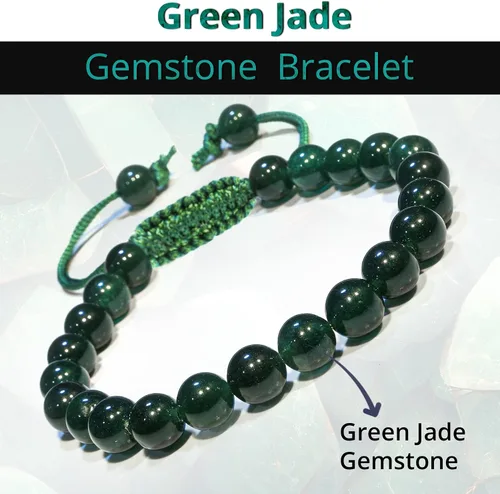 Vista 281 de Adjustable Crystal Bracelet – Gemstone Bead Bracelet with Adjustable Macrame String – Chic Gemstone Bracelet for Men and Women – 8mm Round Healing
