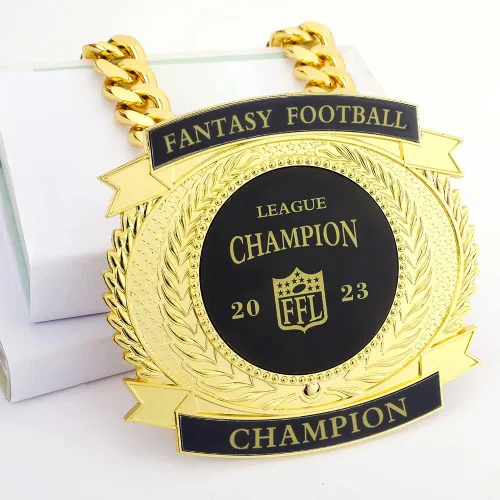 Vista 3 de Cinturón de campeonato de fútbol de fantasía personalizable, premio del cinturón del campeonato, trofeo del premio del ganador del premio