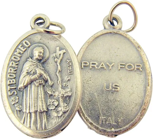 Vista 12 de Catholic Patron Saint Medals Base en tono plateado, 1 pulgada, juego de 2