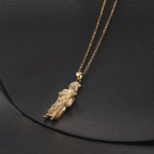 Vista 3 de GXLYFG San Judas Tadeo - Collar de diamante chapado en oro de 14 quilates de San Judas Tadeo Medalla de San Judas 173302 Cobre acero de titani Sin