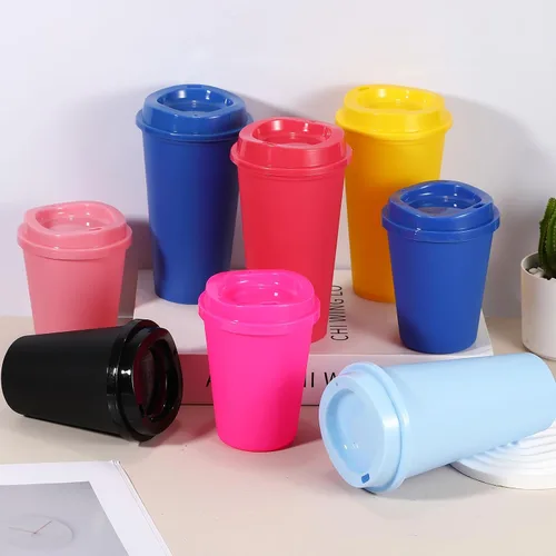Vista 4 de uxcell 2 tazas reutilizables para café, 16 onzas, café de viaje, color azul Azul claro