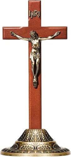 Vista 7 de ACHIBANG Crucifijo de pared católica – Cruz de Jesús de madera de 10 pulgadas con INRI para pared o decoración de Pascua, regalo cristiano