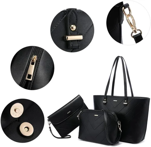 Vista 6 de Juego de 3bolsos de mano para mujer, bolso estilo boho tipo bandolera para llevar colgado del hombro