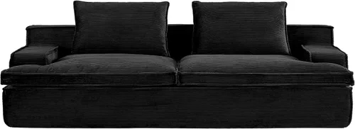 Vista 10 de Comfora Sofá de 4 plazas de gran tamaño, sofá de espuma completa para sala de estar con reposabrazos anchos, tapicería de pana suave, sofá