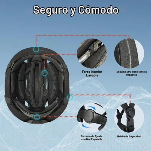 Vista 6 de Casco de bicicleta, programa de aplicación inteligente, casco de bicicleta con luz recargable USB, luz trasera de montaña para adultos y hombres
