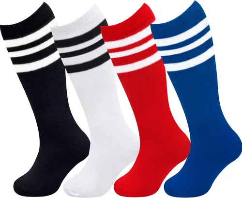 Vista 3 de 4 pares de calcetines de fútbol para niños pequeños, calcetines de fútbol para niñas y niños, calcetines de béisbol para niños pequeños, calcetines