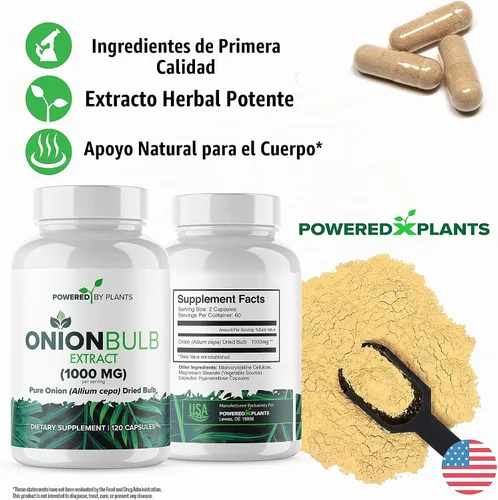 Vista 4 de Extracto de bulbo de cebolla 1000 mg puro de cebolla totalmente natural (Allium Cepa) Bulbo seco - 120 cápsulas