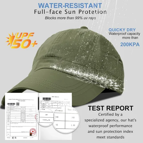 Vista 30 de Gorra de béisbol impermeable para hombre, sombrero de lluvia plegable para correr al aire libre, sombrero de pesca solar