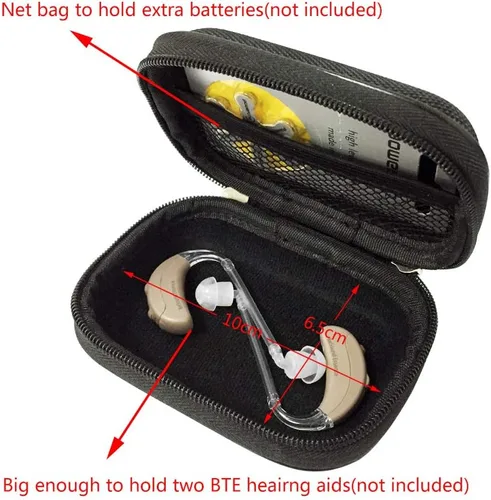 Vista 4 de Soundlink Funda para auriculares portátil Oxford con cremallera bidireccional para IEM, Earmold, protector auditivo y la mayoría de los auriculares