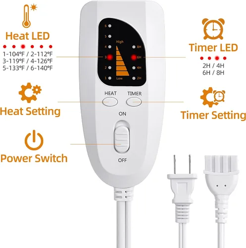 Vista 5 de Calentador de Pies Eléctrico con Calefacción - KLADNDER Calentador de Pies con Calefacción para Hombres y Mujeres, Calentador de Pies con 6