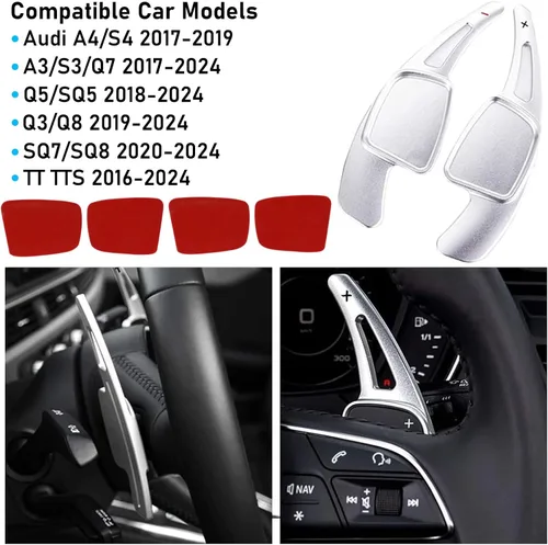 Vista 3 de TTCR-II - Extensiones de palanca de cambios para volante para Audi A4/S4 2017-2019 Extensor de palanca de cambios de paleta Q5/SQ5 2018-2024