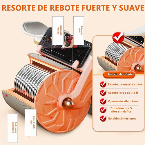 Vista 6 de Uota Rueda abdominal de rebote automático con soporte para codo,Rodillo abdominal para máquina de ejercicio abdominal,Equipo de entrenamiento