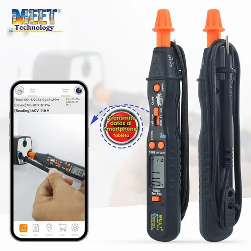 Vista 5 de Multímetro inteligente tipo bolígrafo, 2000 cuentas de rango automático con detección NCV, nuevo sensor de voltímetro sin contacto NCD y SPT, prueba