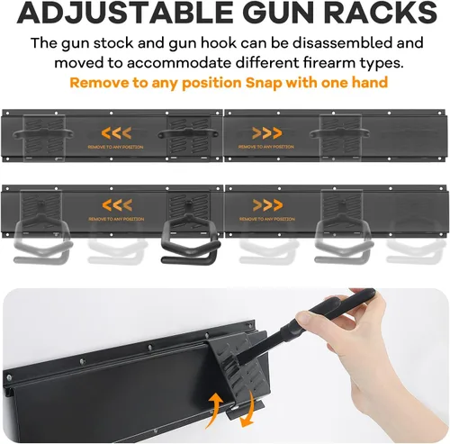 Vista 5 de Robust Bastidores de armas de interior para montaje en pared, soporte de pared ajustable para armas, soporte de pistola de acero resistente