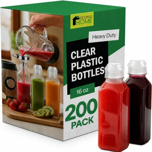 Vista 16 de EconoHome Paquete de 50 botellas cuadradas de jugo de 16 onzas, sin BPA