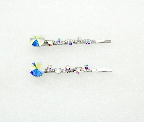 Vista 2 de Faship Un par de pinzas para el cabello AB Floral 2 Pcs Pins