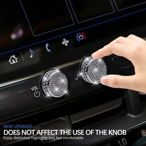 Vista 5 de 2 piezas de adornos brillantes para perillas de control central y multimedia, compatibles con Cadillac CT5 CT4, adhesivo para accesorio