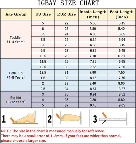 Vista 6 de IGBAY Toddler Shoes Boys Girls Kids Cushion Sneakers Tennis Running Size 1-12 Sports Walking Footwear Lightweight Breathable
