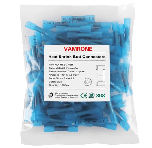 Vista 11 de 50 conectores de cable a tope termorretráctiles, 50 unidades de 14-12 AWG con aislamiento negro, impermeables, conectores de cable eléctrico