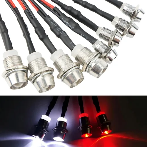 Vista 7 de Juego de 8 luces LED para coche RC a escala 1:10, 4 faros blancos y 4 luces traseras rojas