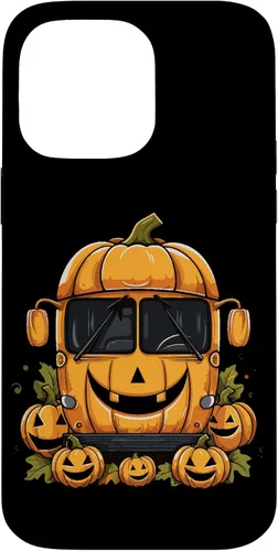 Vista 21 de iPhone 16 School Bus Pumpkin Halloween Driver Pumpkins Ride Spooky Fun Case