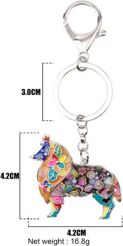Vista 6 de DOWAY - Llavero con esmalte para perro, diseño de bordo, diseño de perro Collie