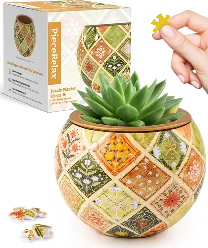 Vista 14 de PieceRelax Rompecabezas 3D Maceta 80 Piezas - Abundancia de Otoño, Macetas de Flores de Decoración del Hogar para Cactus de Interior, Macetas