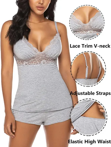 Vista 4 de Avidlove - Conjunto de pijama de encaje para mujer, ropa de dormir