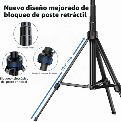 Vista 4 de Trípode de seguimiento facial automático de 70.9 pulgadas, rotación de 360° con luces, sensor de movimiento, trípode para teléfono, palo para selfie