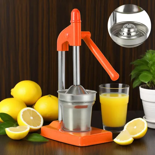 Vista 6 de Exprimidor manual de hierro fundido, exprimidor manual de cítricos de acero inoxidable, exprimidor de naranja limón resistente para jugo fresco