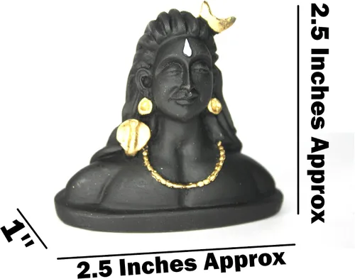 Vista 2 de Polyrasin India First Yogi Lord Adiyogi Shiva (Mahadev) Esculturas negras mate, estatua de ídolo, tablero de instrumentos del automóvil, decoración