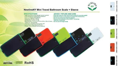 Vista 5 de NewlineNY - Mini báscula de baño negra + estuche de viaje SBB-0718MBK+101BG