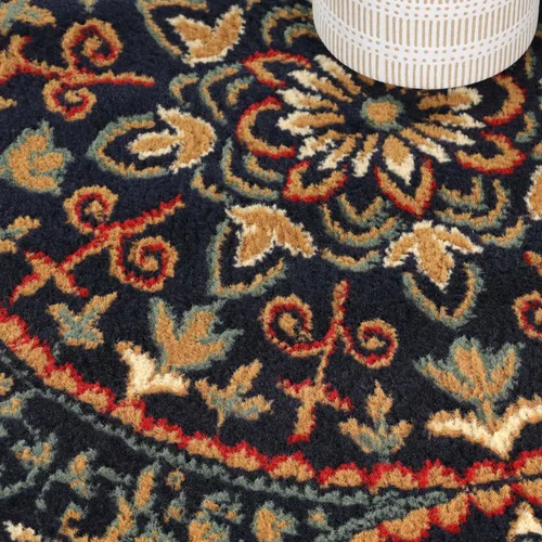 Vista 5 de SUPERIOR Alfombra de pasillo para interiores con respaldo de yute, decoración floral geométrica para el piso del hogar para entrada, cocina, Azul