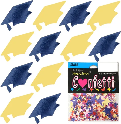 Vista 43 de Confetti Grad Cap Negro, Azul Marino Combo - 2 bolsas de media onza (1 oz)
